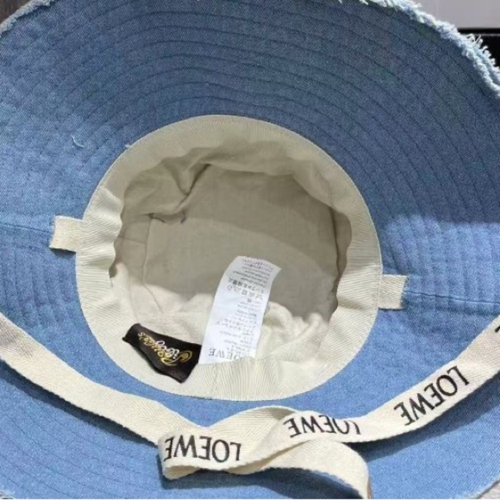 Loewe Light Blue Denim Bucket Hat with Brown Leather Patch - Picture 6 of 6